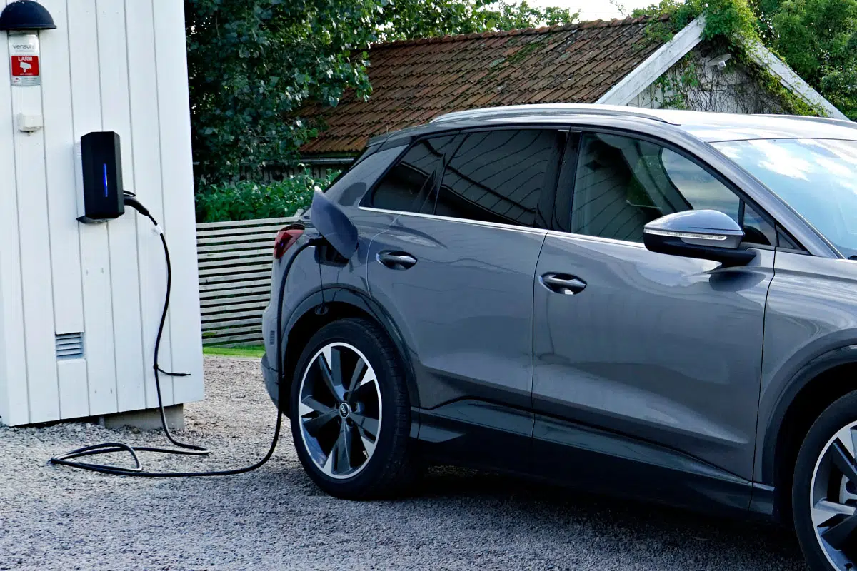 Electric car charging at home charge point